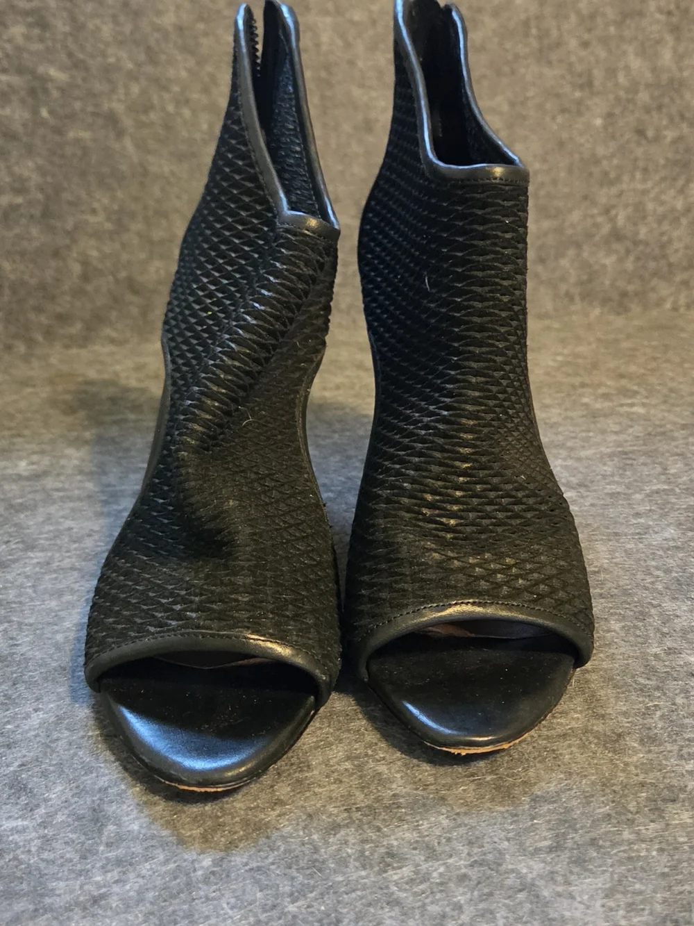 Donald J. Pliner Black Woven Peep-Toe Stiletto Booties